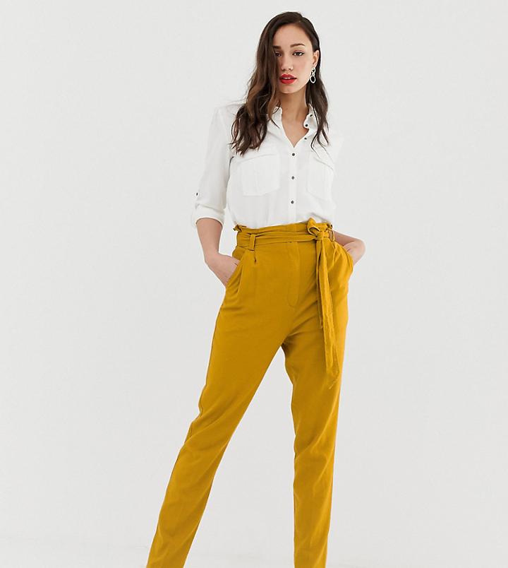 Asos Design Tall Linen Tie Waist Tapered Peg Pants-green