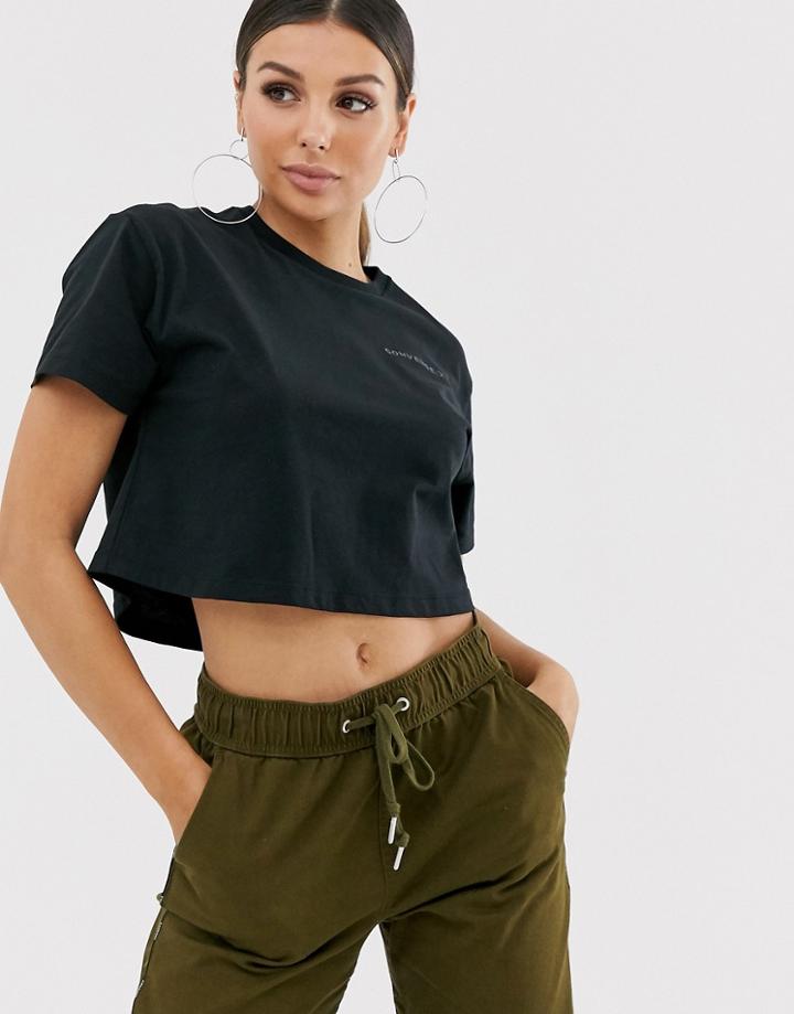 Converse Black Dropped Shoulder Crop T-shirt