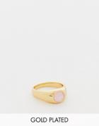 Orelia Ring With Semi-precious Rose Opal In Gold Plate