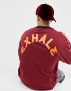 Collusion Long Sleeve T-shirt In Burgundy With Back Print - Red