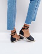 Truffle Collection Stud Ankle Espadrille - Black