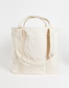 Asos Design Oversized Heavyweight Organic Cotton Tote Bag With Grab And Shoulder Handle In Ecru-white