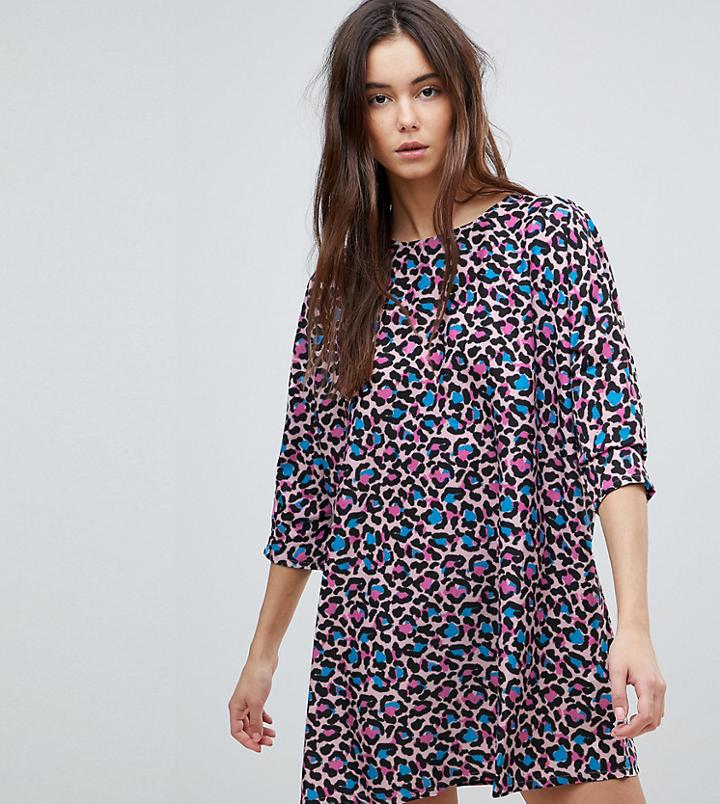 Noisy May Tall Eyes Animal Print Shift Dress - Purple