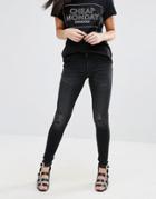 Cheap Monday Mid Rise Spray On Rip Knee Jeans - Black