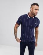 Fred Perry Slim Fit Striped Pique Polo Shirt In Blue - Blue
