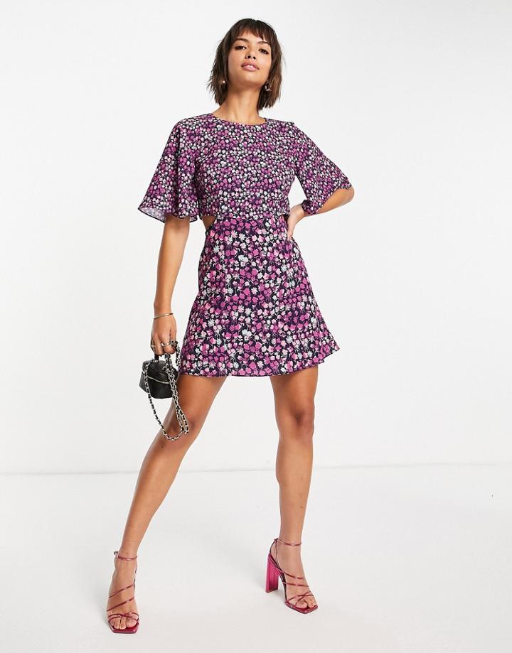 French Connection Bethany Verona Cut Out Mini Dress In Purple