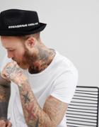 Asos Pork Pie Hat With Pinched Crown In Black With Printed Design - Black