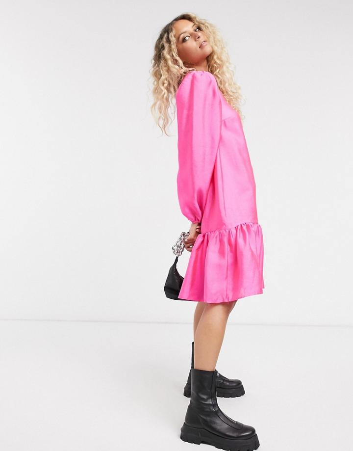 Vila Drop Hem Smock Dress In Pink