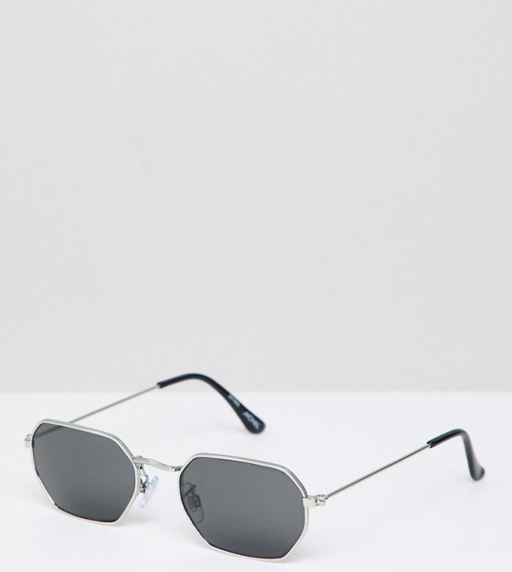 Monki Hexagon Sunglasses In Black - Black