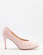 Truffle Collection Quilted Heeled Shoe With Square Toe-pink