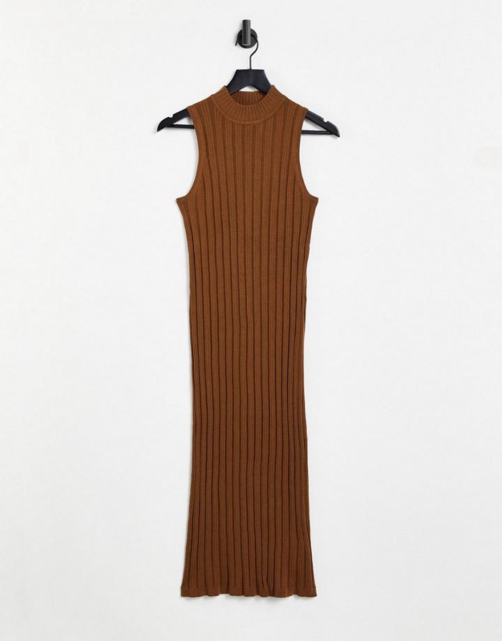 Object Amira Sleeveless Knitted Dress In Brown