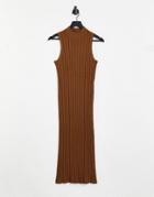 Object Amira Sleeveless Knitted Dress In Brown