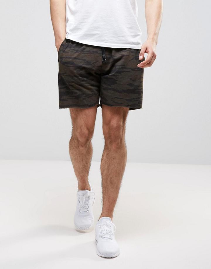 Brave Soul Jersey Camo Shorts - Green