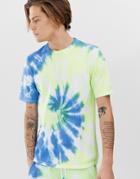 Asos Design Knitted Tie Dye Two-piece T-shirt In Blue