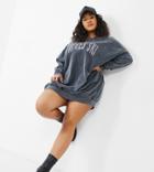 Asos Design Curve Oversized Mini Sweatshirt Dress With 'apres Ski' Logo In Gray Tie Dye-grey