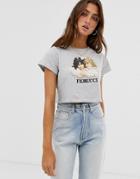 Fiorucci Vintage Angels Cropped T-shirt In Gray - Gray