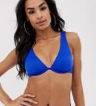 South Beach Exclusive Mix And Match Ribbed Monowire Bikini Top In Cobalt Blue - Blue