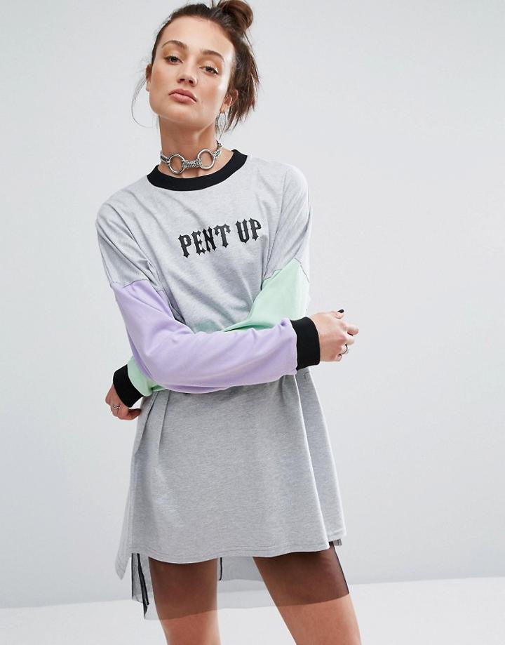 The Ragged Priest T-shirt Dress With Raglan Sleeve - Gray