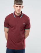 Fred Perry Polo Shirt With Tipping In Port - Red