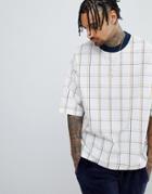 Asos Design Oversized Woven T-shirt With Check Print - Multi