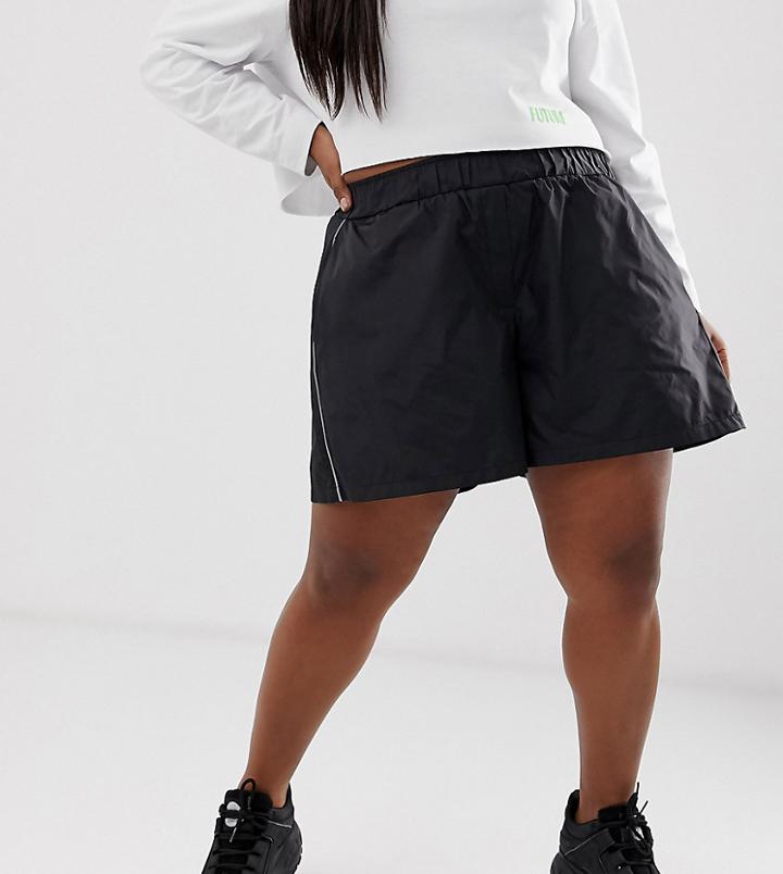 Collusion Plus Nylon Shorts With Reflective Binding - Black