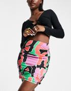 Grimey Festival Mini Skirt With Lace Sides In Bright Print - Part Of A Set-multi