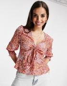 Influence Tea Blouse In Ditsy Floral Print-multi