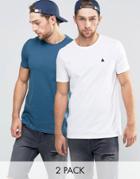 Asos 2 Pack T-shirt With Logo In White/blue - Multi