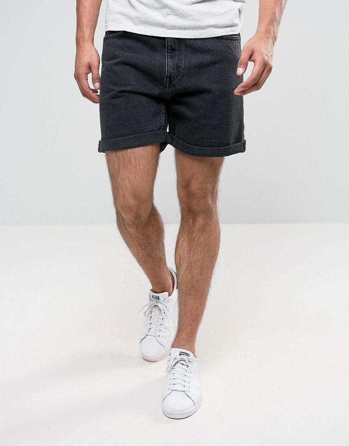 Weekday Vacant Denim Shorts Glory Black - Black