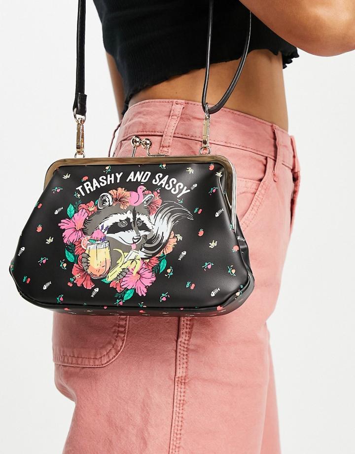 Skinnydip Trashy And Sassy Cross Body Bag In Black