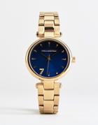 Karl Lagerfeld Kl5001 Ladies Gold Plated Watch With Blue Dial - Gold