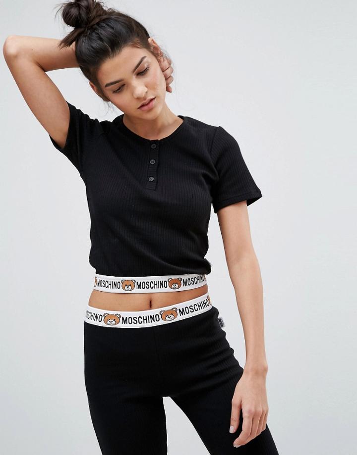 Moschino Crop Logo T-shirt - Black