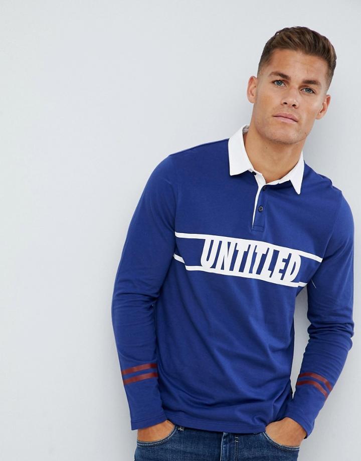 Burton Menswear Long Sleeve Rugby Shirt In Blue - Blue