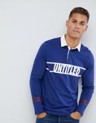 Burton Menswear Long Sleeve Rugby Shirt In Blue - Blue