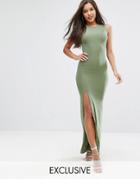 Club L High Neck Maxi Dress - Green