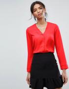 Asos V Neck Blouse - Red