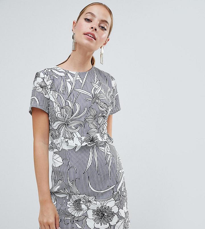 Missguided Petite Floral Open Back Mini Dress - Gray