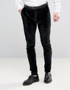 Asos Super Skinny Velvet Pant In Black - Black