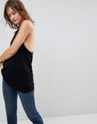 Asos Cami With Square Neck And Drape Back - Black