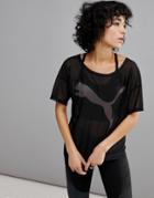 Puma Dancer Drapey Tee With Mesh Panel In Black - Black