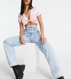 Reclaimed Vintage Inspired The 90's Dad Jean With Cutout Double Waistband In Light Blue Wash-blues