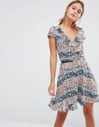 Oasis Ditsy Print Frill Dress - Multi