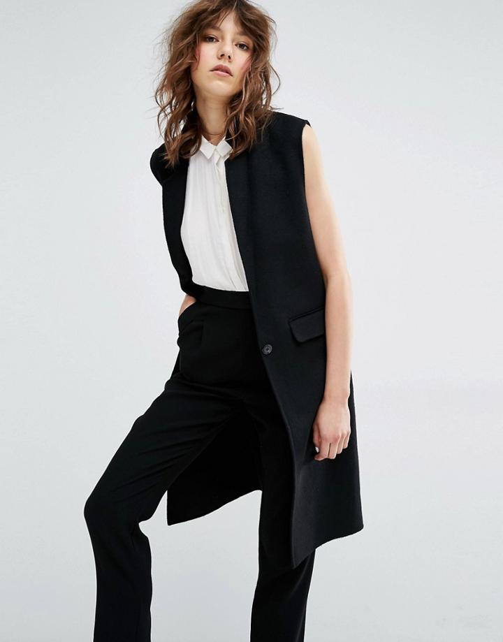 Samsoe & Samsoe Kahla Sleeveless Wool Coat - Black