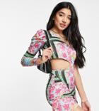 In The Style X Liberty Exclusive One Shoulder Cut Out Waist Body-conscious Dress Multi Floral