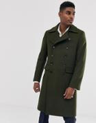 Devils Advocate Premium Wool Blend Oversized Collar Military Jacket-green