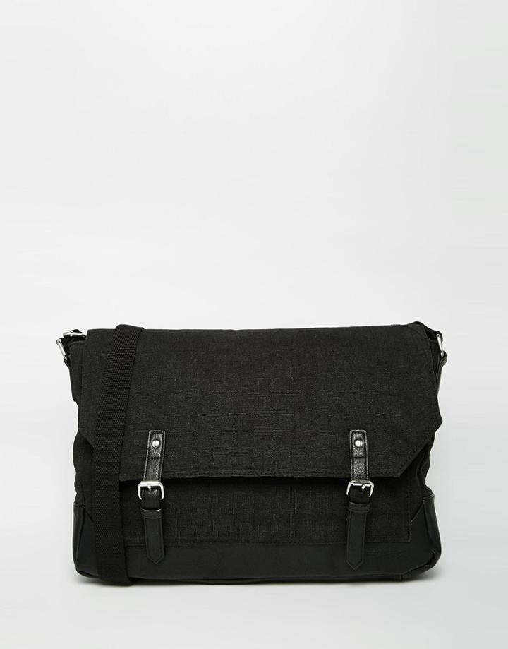 Asos Satchel With Faux Leather Base And Trims - Black