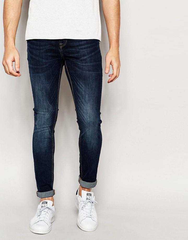 Pull & Bear Super Skinny Fit Jeans In Midwash Blue - Midwash Blue