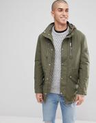 Only & Sons Light Weight Parka With Multi Pockets - Green