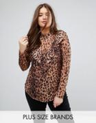 Junarose Leopard Print Blouse With Frill Detail - Multi