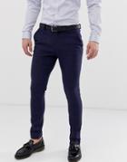 Asos Design Wedding Super Skinny Suit Pants In Blue Micro Check - Blue
